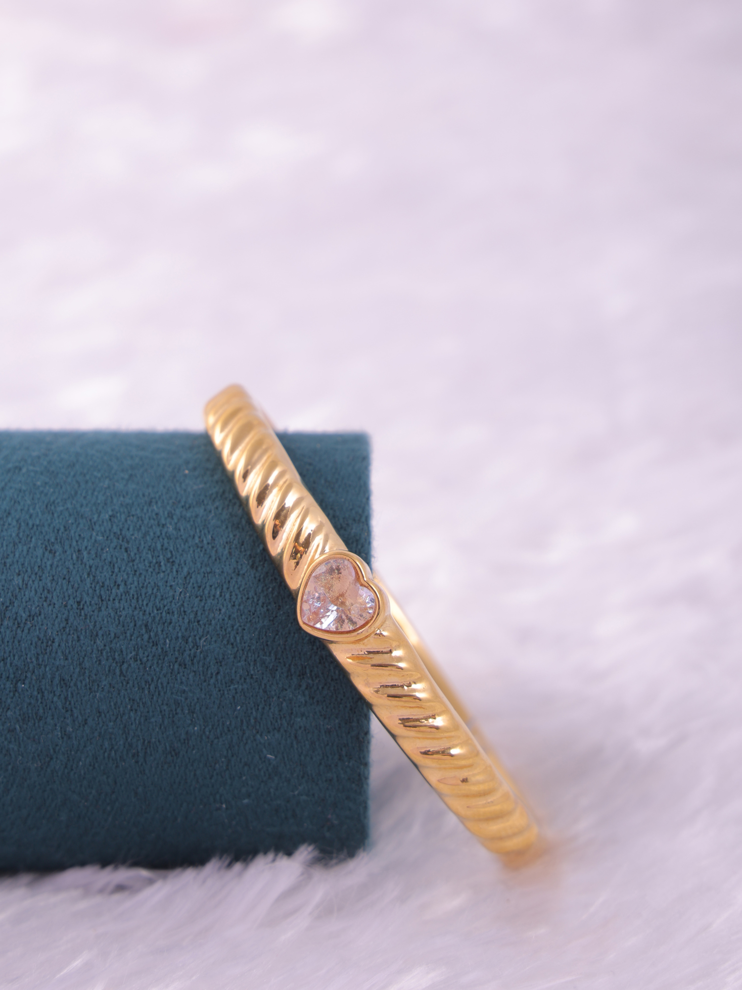 Gold Crystal Heart Anti-Tarnish Bracelet