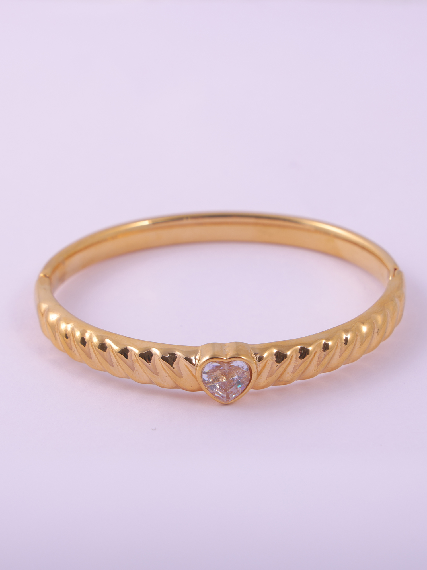 Gold Crystal Heart Anti-Tarnish Bracelet